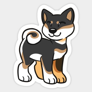 Happy Shiba Inu - Black and Tan Sticker